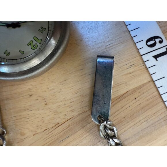 Vintage Silver-Tone Quartz Pocket Watch With Chain & Clip NOT TESTED - Picture 5 of 12